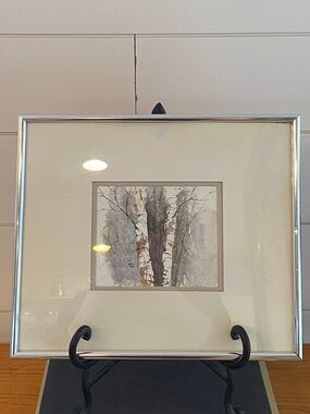 Original Hand Painted Framed Watercolour Rustic Woodland Artwork Signed Vintage